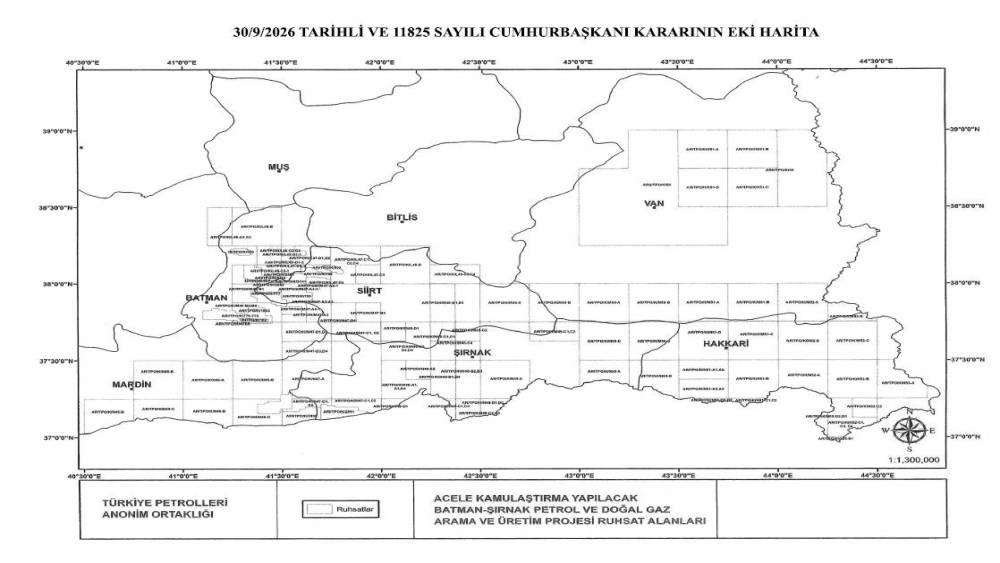 Şırnak&rsquo;ta petrol ve doğal gaz i&ccedil;in belirli alanlar acele kamulaştırılacak
