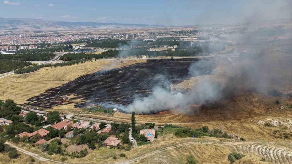 &Ccedil;orum&rsquo;da korkutan &ouml;rt&uuml; yangını: 40 d&ouml;n&uuml;m alan zarar g&ouml;rd&uuml;
