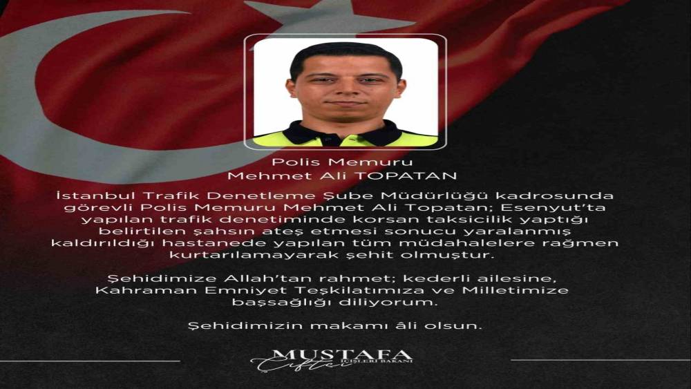 İ&ccedil;işleri Bakanı &Ccedil;ift&ccedil;i&rsquo;den Esenyurt&rsquo;ta şehit olan polis memuru Mehmet Ali Topatan i&ccedil;in başsağlığı mesajı
