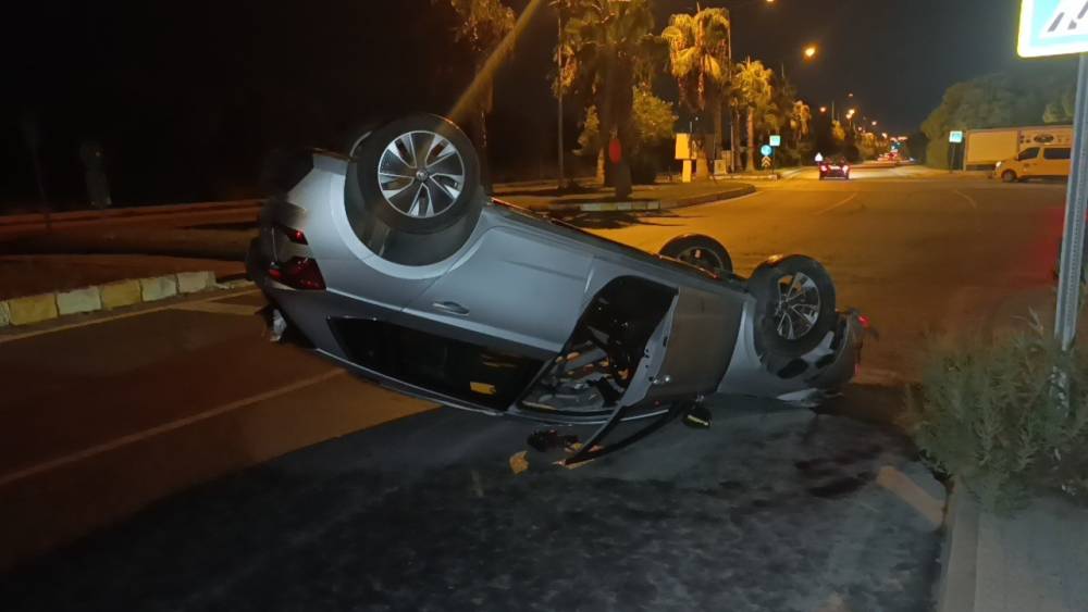 Otomobil takla attı, s&uuml;r&uuml;c&uuml; alkoll&uuml; &ccedil;ıktı
