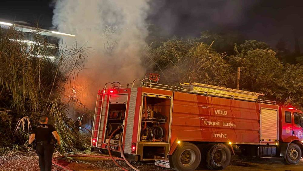 Alanya&rsquo;da sazlık alanda yangın
