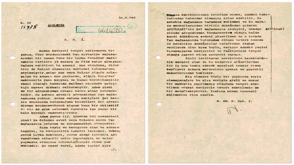 MİT&rsquo;ten 1940 tarihli "acele" ibareli ş&uuml;pheli takibi belgesi paylaşıldı
