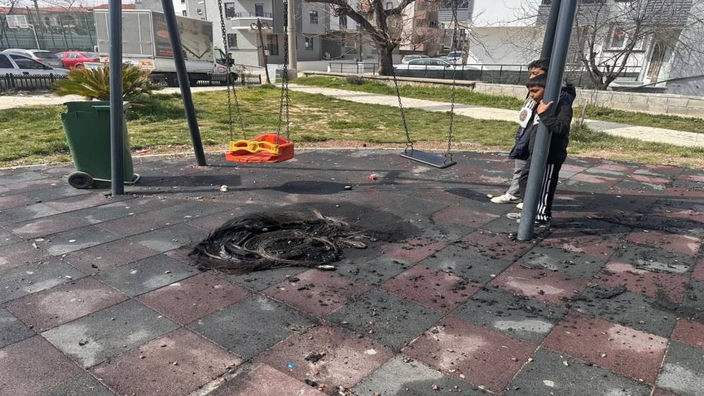 Keşan&rsquo;da &ccedil;ocuk parkında yakılan ateş oyun gruplarına zarar verdi

