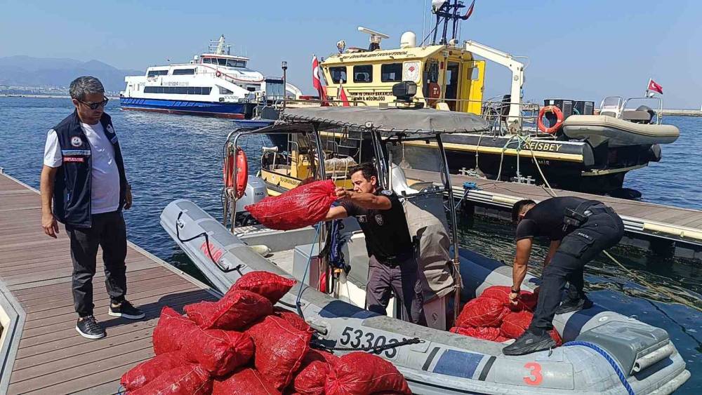 İzmir&rsquo;de yasa dışı kara midye operasyonu: 560 kilogram midye denize iade edildi
