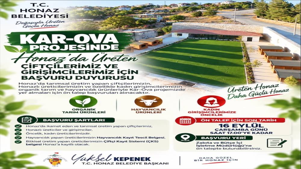 Honaz&rsquo;da Kar-Ova Projesi i&ccedil;in başvurular başladı
