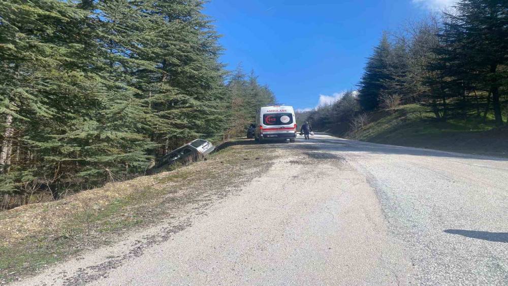 S&uuml;r&uuml;c&uuml;s&uuml;n&uuml;n direksiyon h&acirc;kimiyetini kaybettiği otomobil ormanlık alana savruldu
