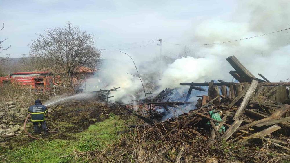 Ara&ccedil; yangını odunluğa sı&ccedil;radı
