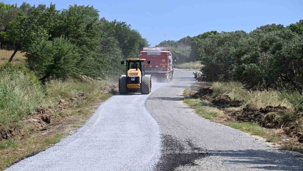 İki k&ouml;y birbirine asfalt yolla bağlanıyor
