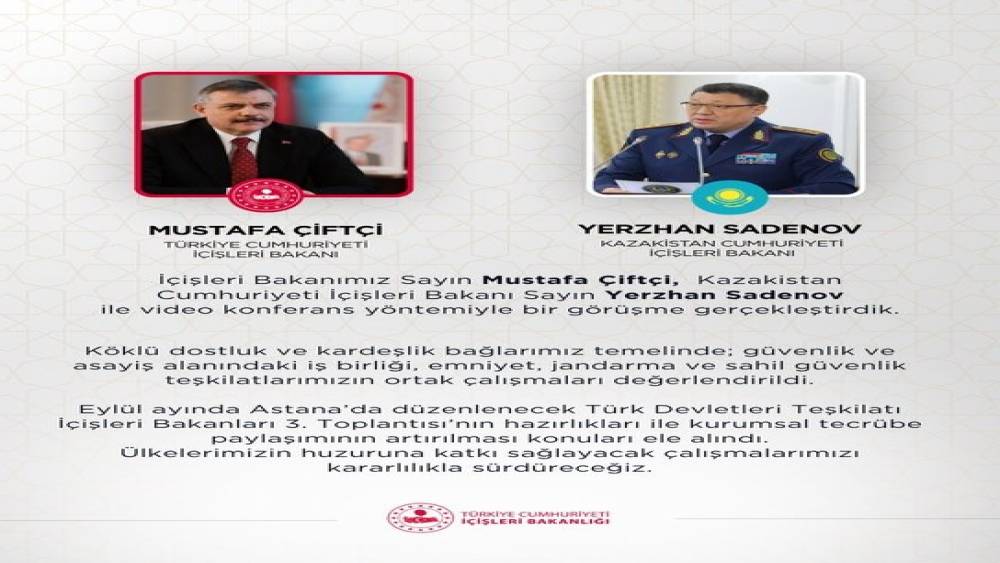 Bakan &Ccedil;ift&ccedil;i, Kazakistanlı mevkidaşı ile video konferansla g&ouml;r&uuml;şt&uuml;
