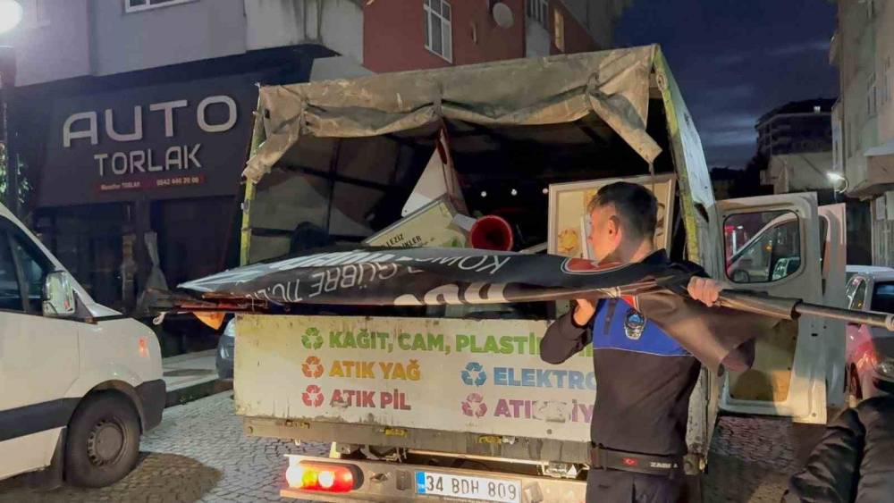 Rize&rsquo;de kaldırım işgallerine y&ouml;nelik reklam operasyonu
