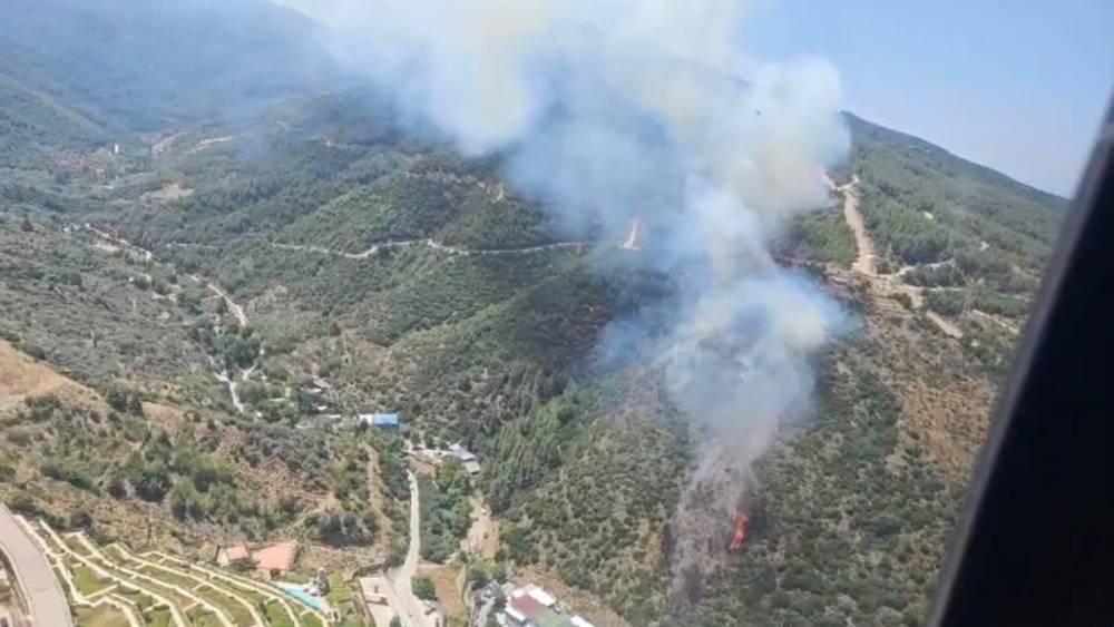 Narlıdere&rsquo;deki orman yangınına havadan ve karadan m&uuml;dahale
