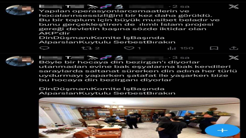 "Alparslan Kuytul Su&ccedil; &Ouml;rg&uuml;t&uuml;" operasyonuyla ilgili provokatif paylaşım yapan &ouml;ğretmene soruşturma

