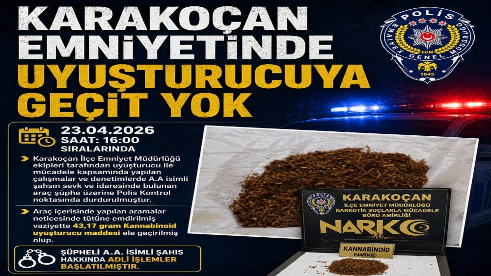Karako&ccedil;an&rsquo;da uyuşturucuyla m&uuml;cadele: 1 g&ouml;zaltı

