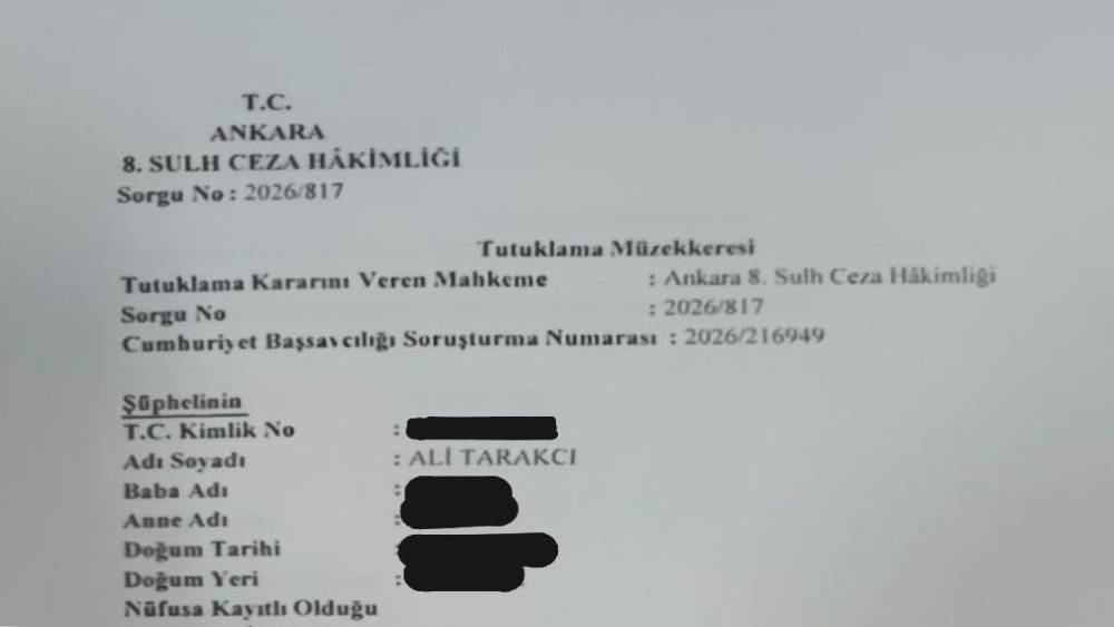 Ali Tarakcı "yanıltıcı bilgiyi alenen yayma" su&ccedil;undan tutuklandı
