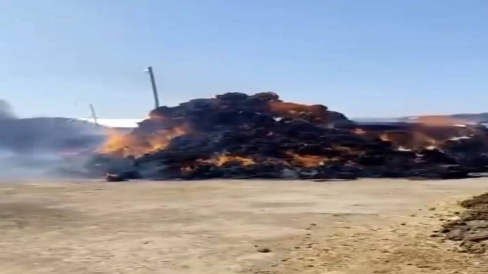 Iğdır&rsquo;da ot balyaları alevlere teslim oldu
