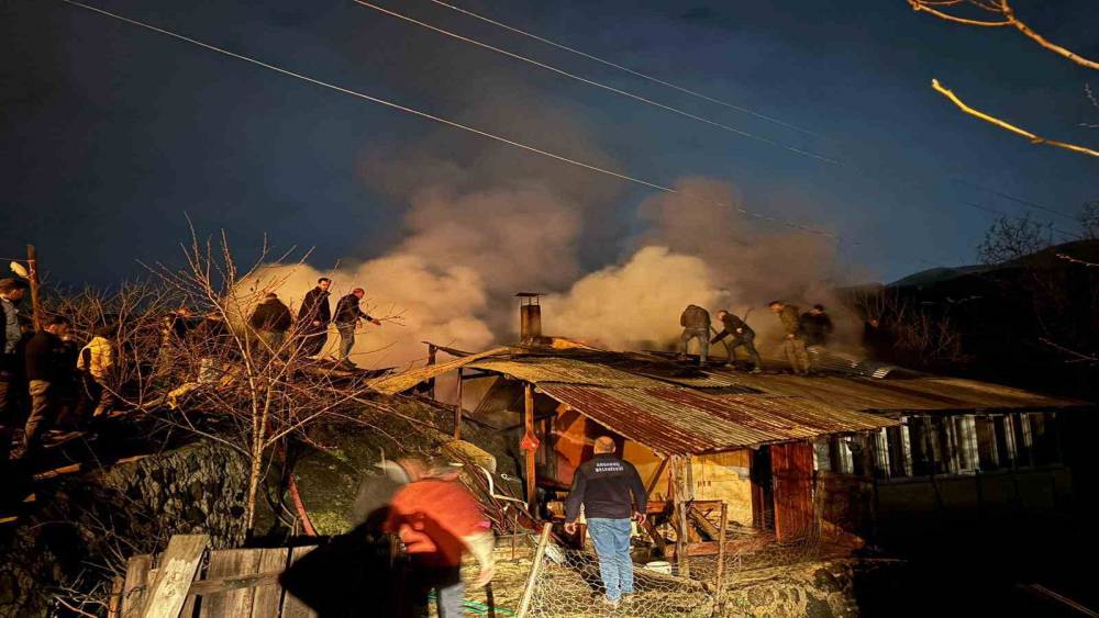 Artvin&rsquo;de gece yarısı yangın: 1 ev ve odunluk kullanılamaz hale geldi

