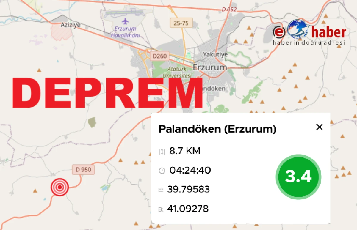 Erzurum Paland&ouml;ken'de Deprem Oldu !